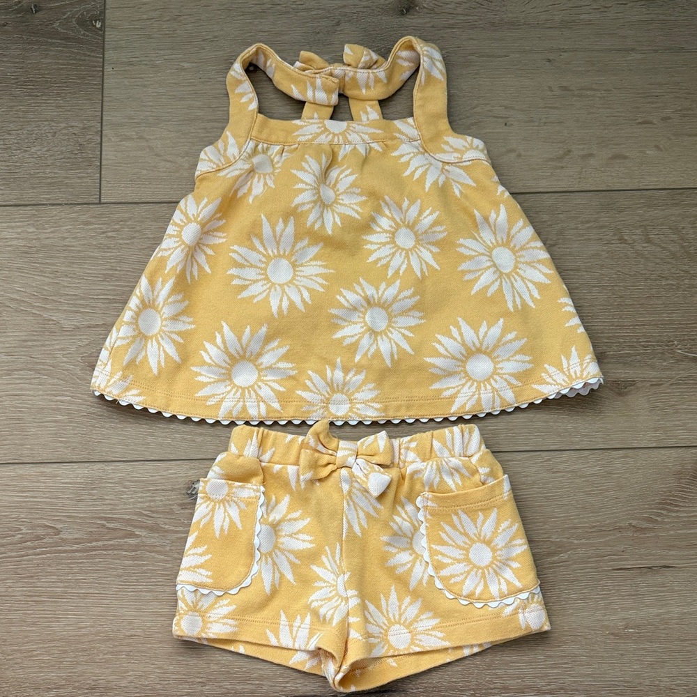 Calypso St. Barth Baby Girl Yellow Flower Shorts Set 24M